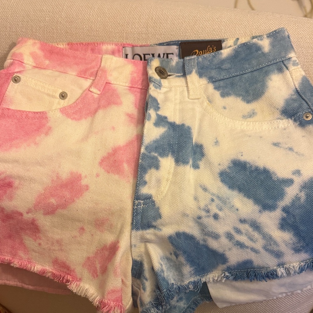 Loewe Women's Pink and Blue Tie-Dye Jean Shorts